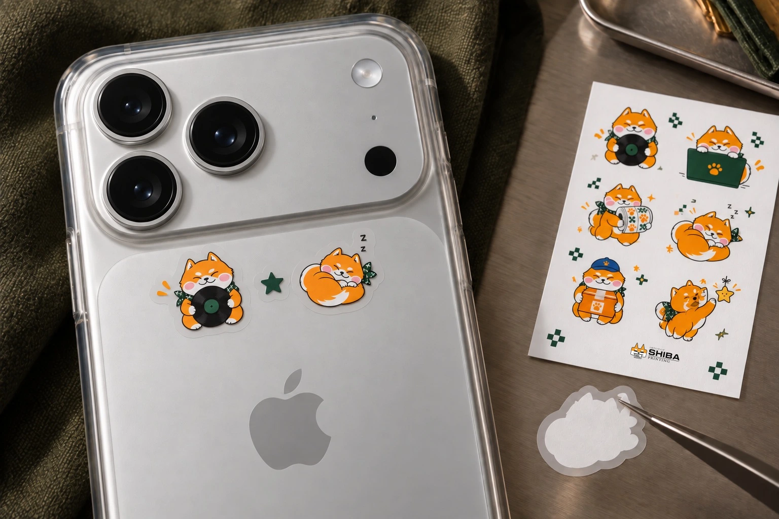 PVC ใสด้านบน iPhone 17 Pro Max พร้อมด้านหลังรองขาวและกระดาษรองขาว