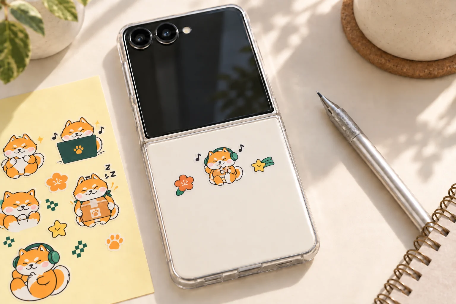 ไอเดียสติ๊กเกอร์ใสเงาบนเคส Galaxy Z Flip8 เว้นจอ กล้อง และบานพับ